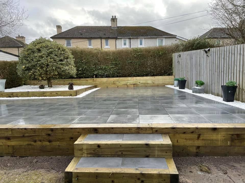 New patio with steps and landscaping Glasgow