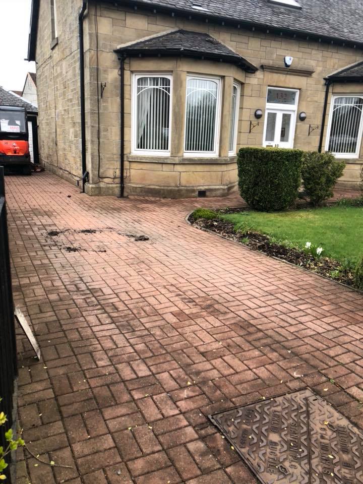 Before and after of country cobble driveway with new drains , steps and over 600 decorative kerbs installed.