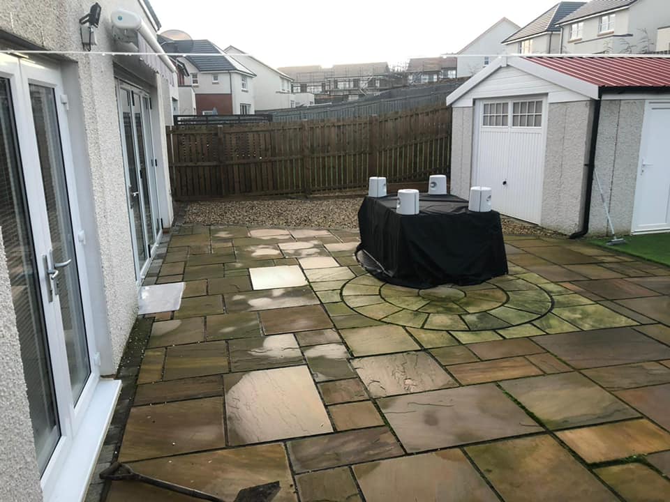 Another job completed a while back teaming up with R M Joinery with another composite deck with lighting , re designing the garden layout and installing new artificial grass , extending driveway & re laying Indian sandstone with new drainage added